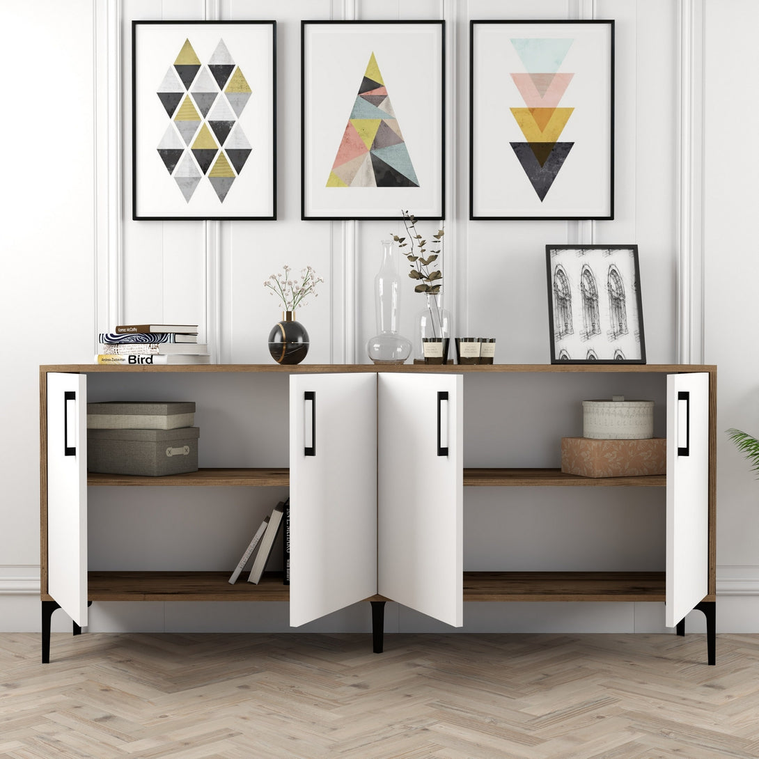 Konzolasztal Kiev - Walnut, White-Vashome.sk