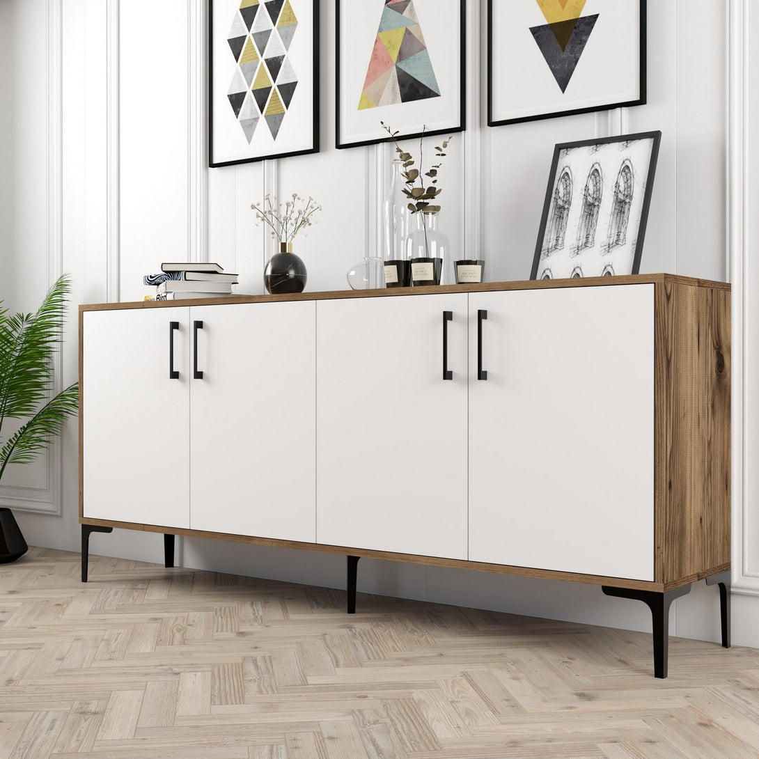 Konzolasztal Kiev - Walnut, White-Vashome.sk