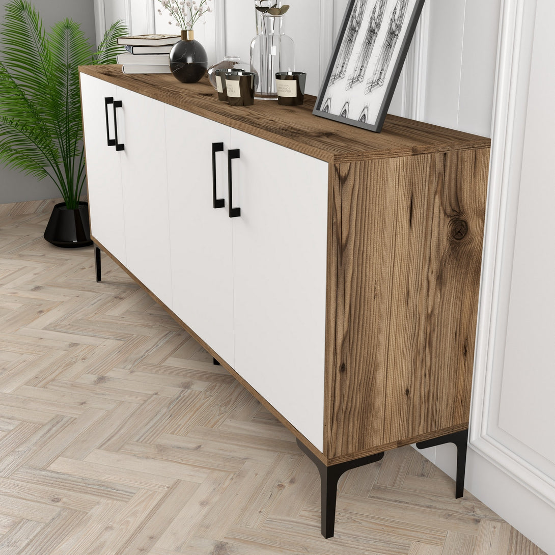 Konzolasztal Kiev - Walnut, White-Vashome.sk