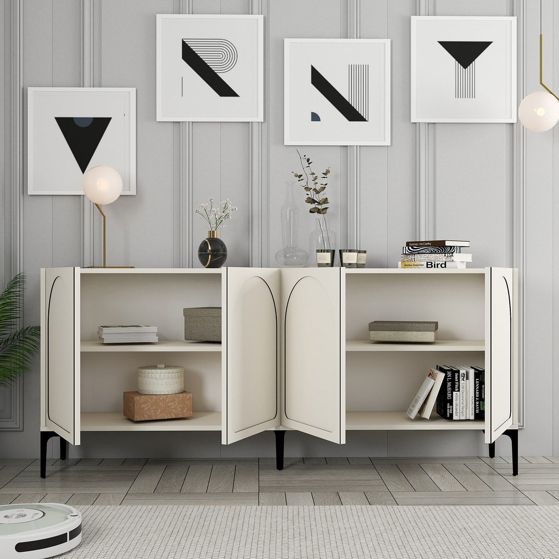 Konzolasztal Lyon 79 - Cream, Black-Vashome.sk