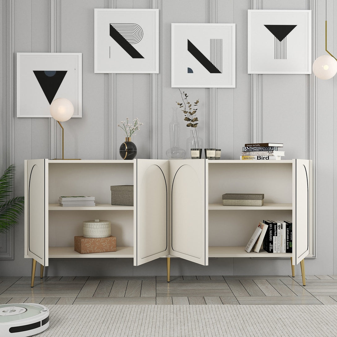 Konzolasztal Lyon 80 - Cream, Gold-Vashome.sk