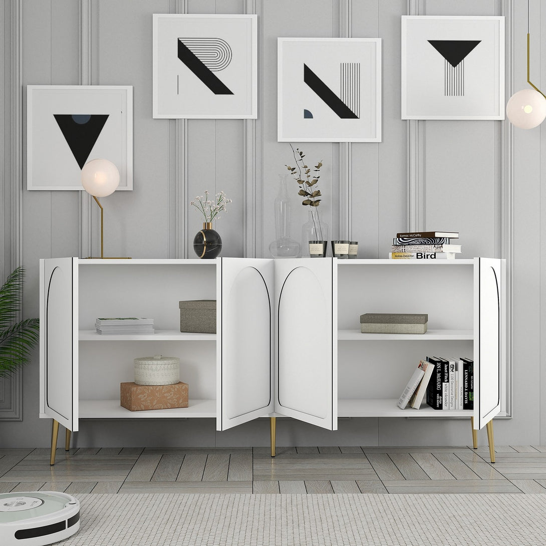Konzolasztal Lyon 80 - White, Gold-Vashome.sk