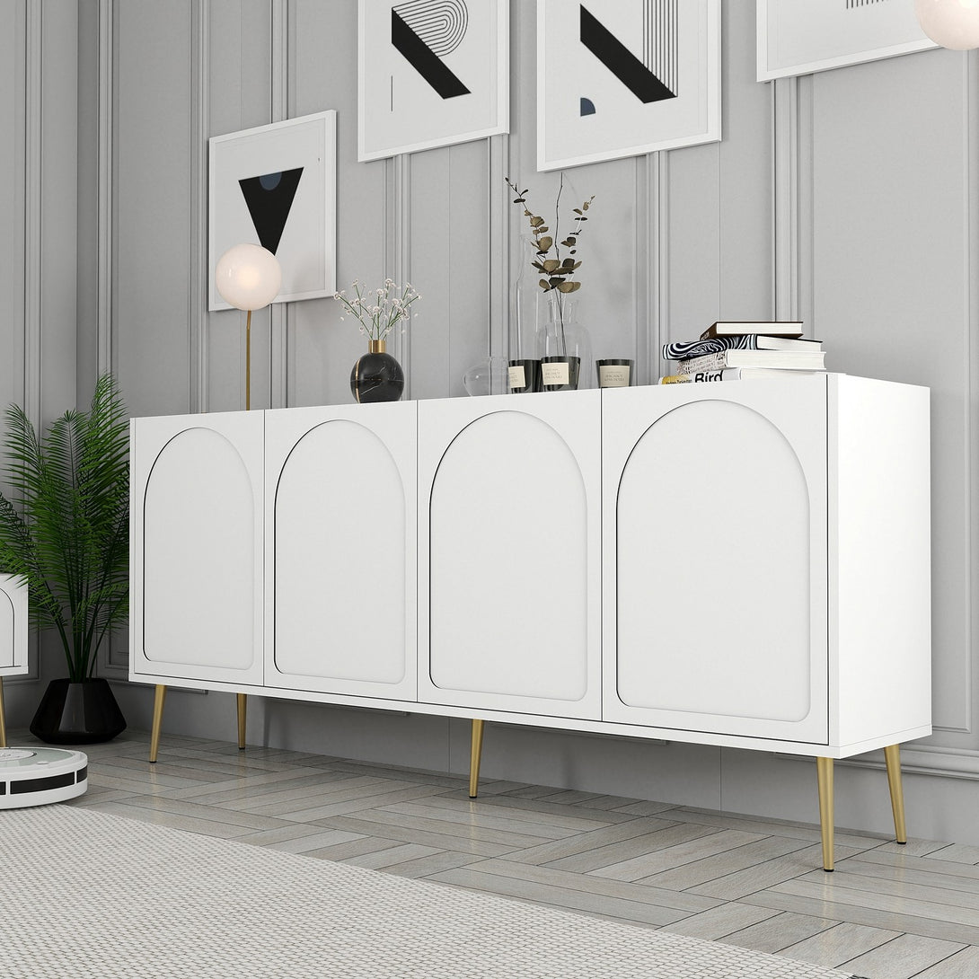 Konzolasztal Lyon 80 - White, Gold-Vashome.sk