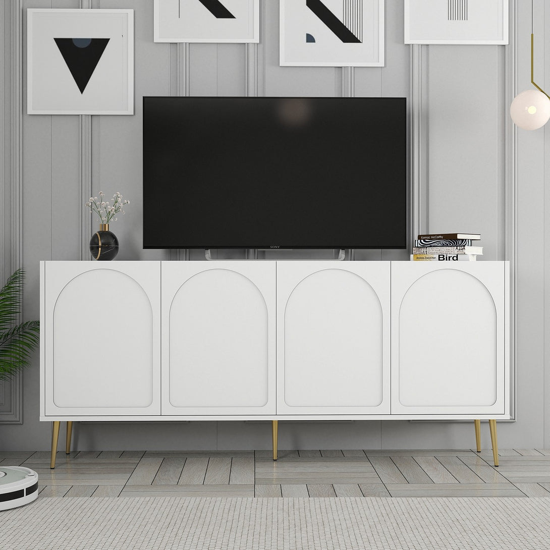 Konzolasztal Lyon 80 - White, Gold-Vashome.sk