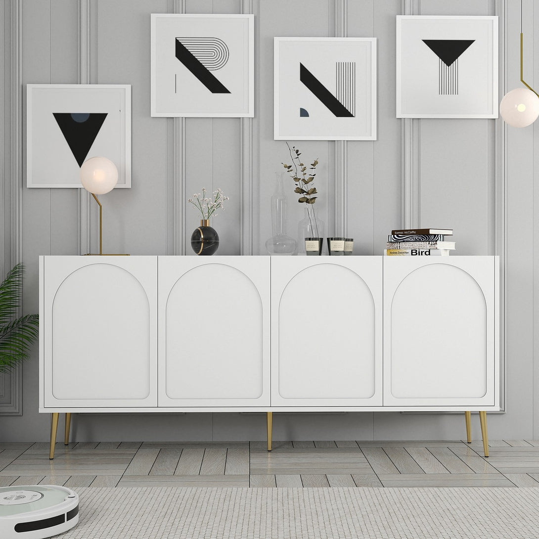 Konzolasztal Lyon 80 - White, Gold-Vashome.sk