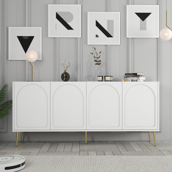 Konzolasztal Lyon 80 - White, Gold-Vashome.sk