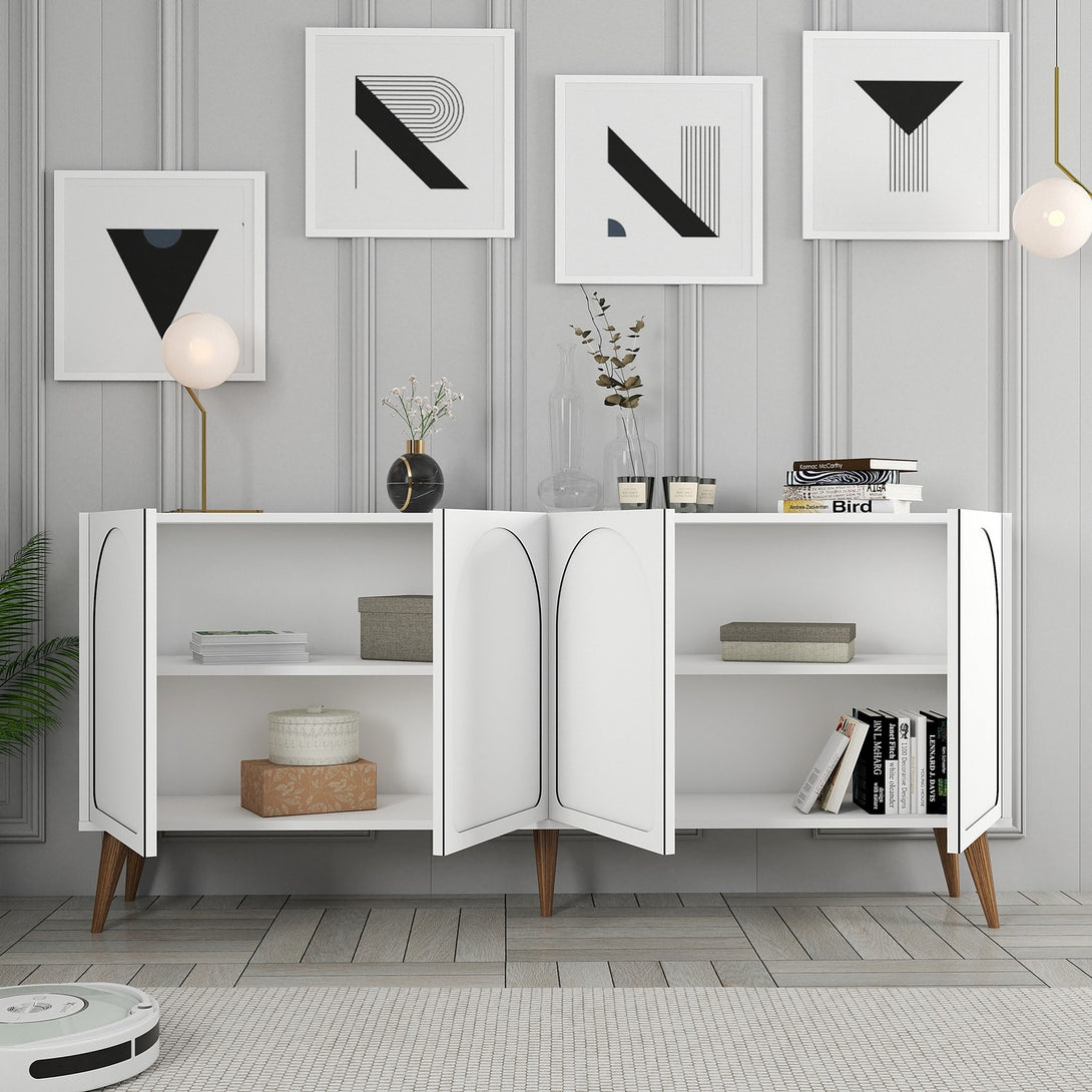 Konzolasztal Lyon 81 - White, Walnut-Vashome.sk