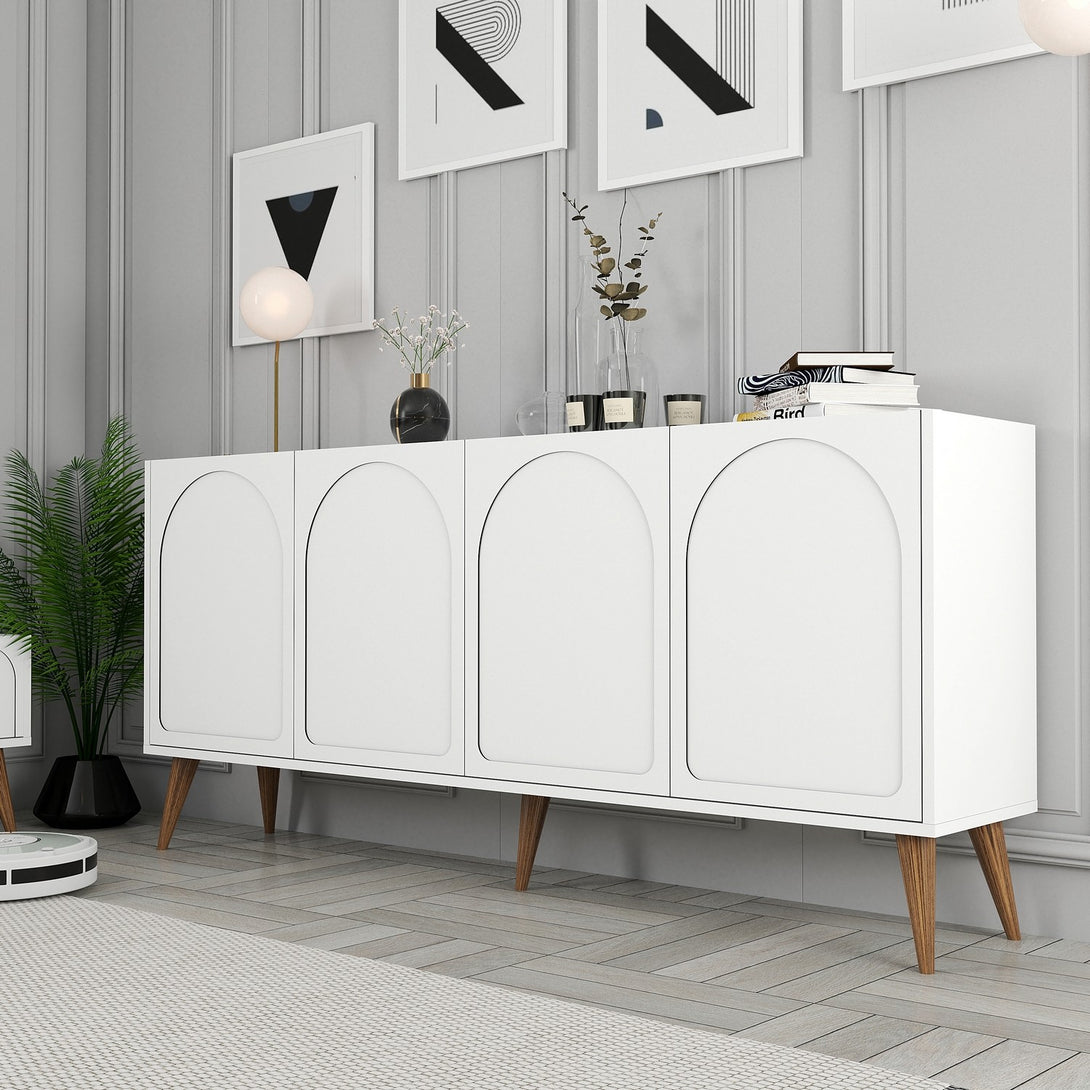 Konzolasztal Lyon 81 - White, Walnut-Vashome.sk
