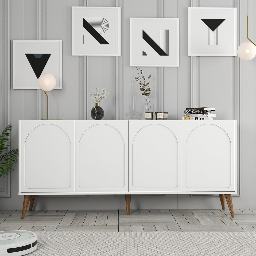 Konzolasztal Lyon 81 - White, Walnut-Vashome.sk