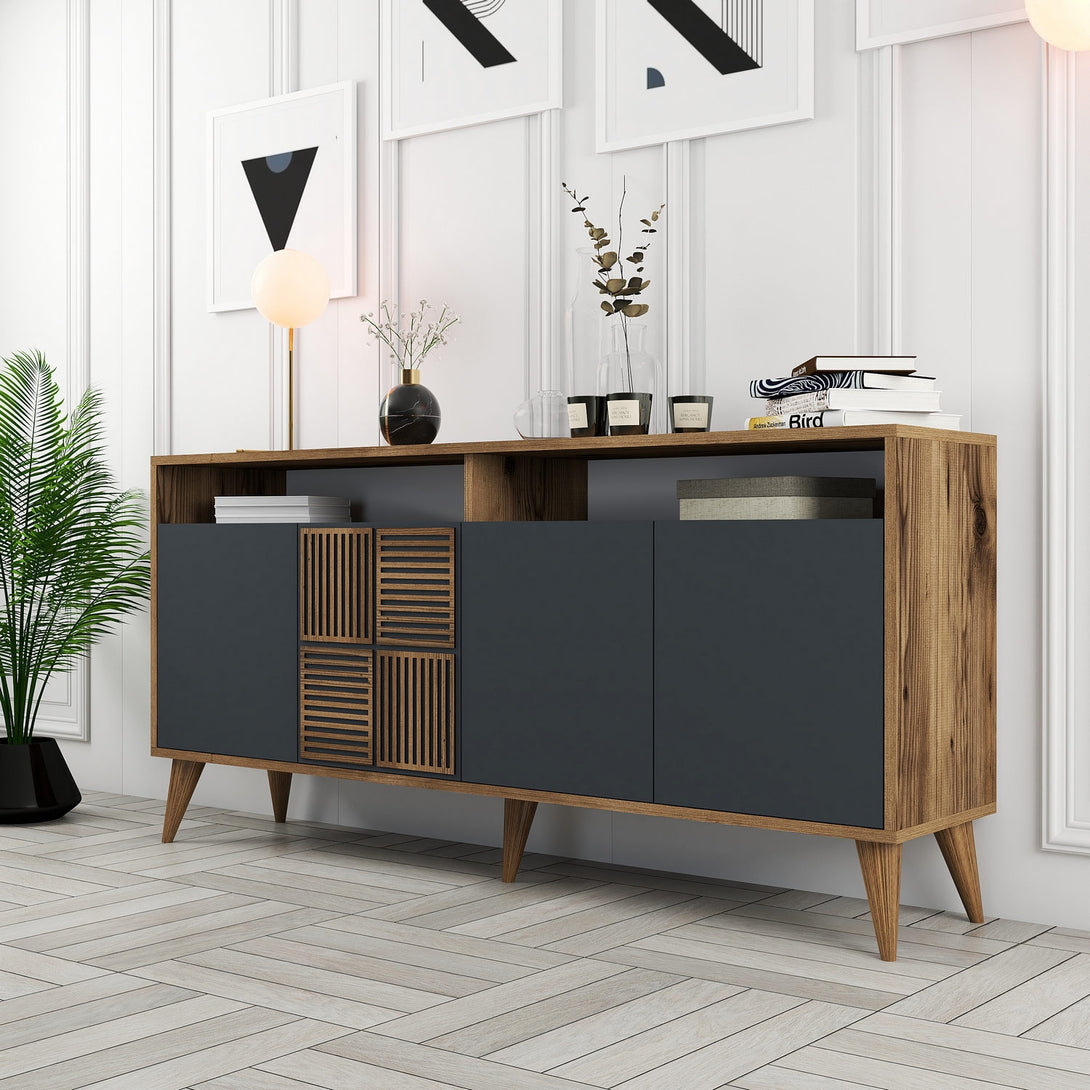 Konzolasztal Milan 160 - Walnut, Anthracite-Vashome.sk