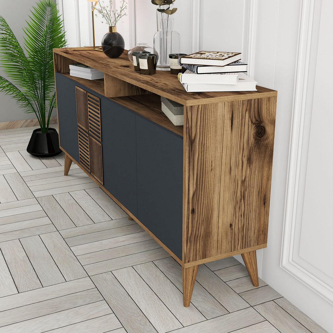 Konzolasztal Milan 160 - Walnut, Anthracite-Vashome.sk