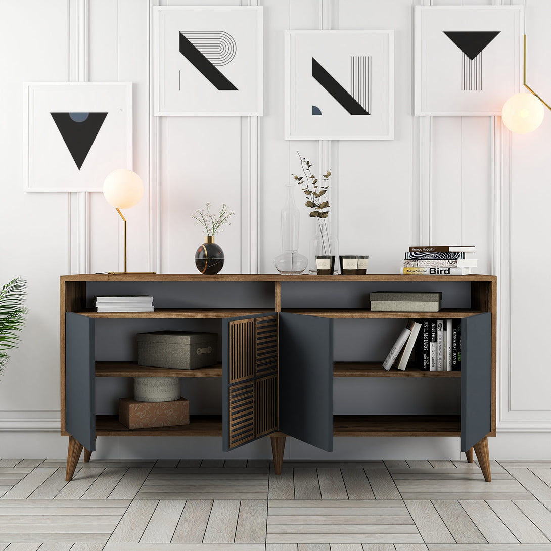 Konzolasztal Milan 160 - Walnut, Anthracite-Vashome.sk