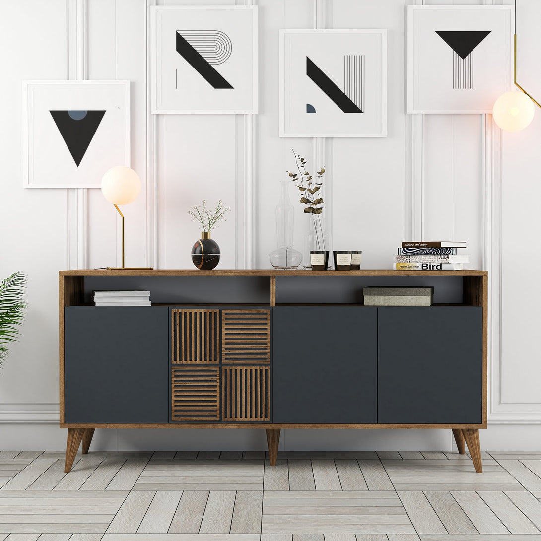 Konzolasztal Milan 160 - Walnut, Anthracite-Vashome.sk
