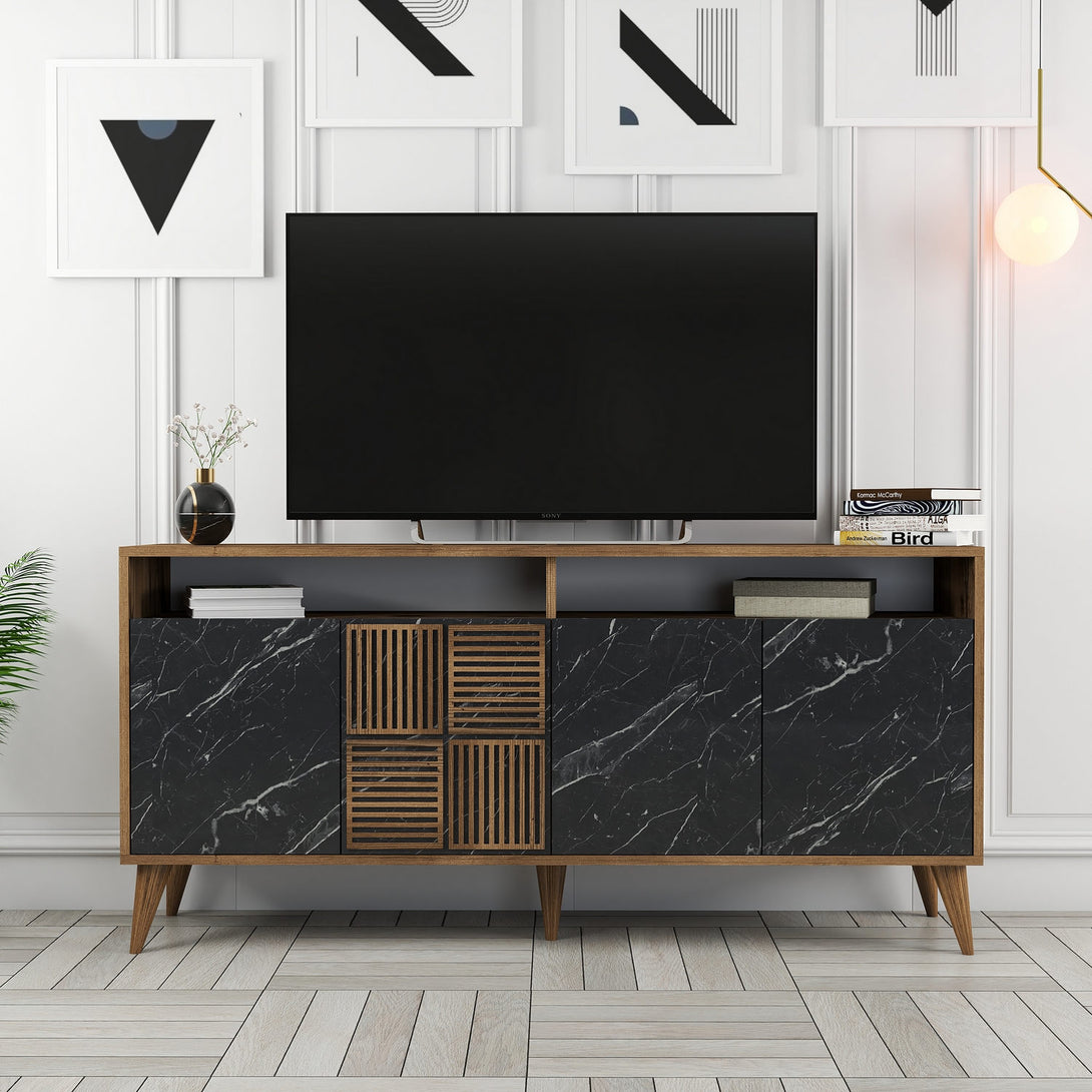 Konzolasztal Milan 160 - Walnut, Black Marble-Vashome.sk