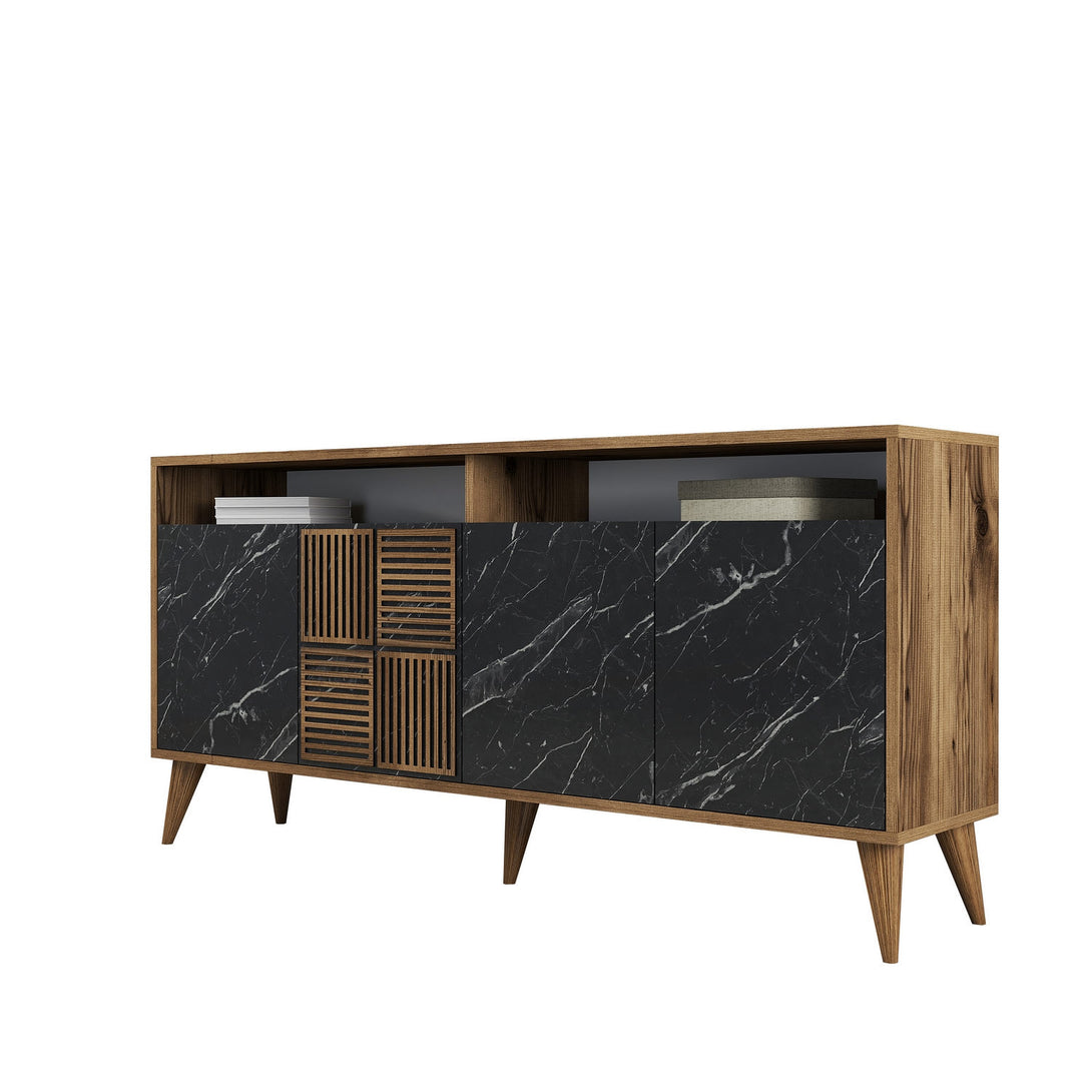 Konzolasztal Milan 160 - Walnut, Black Marble-Vashome.sk