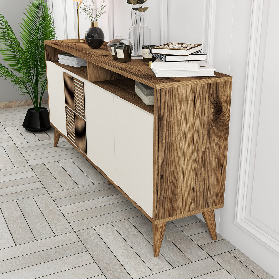 Konzolasztal Milan 160 - Walnut, Cream-Vashome.sk