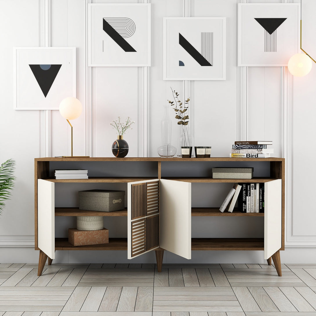 Konzolasztal Milan 160 - Walnut, Cream-Vashome.sk