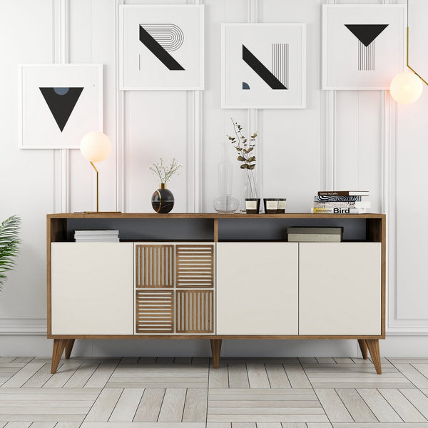 Konzolasztal Milan 160 - Walnut, Cream-Vashome.sk