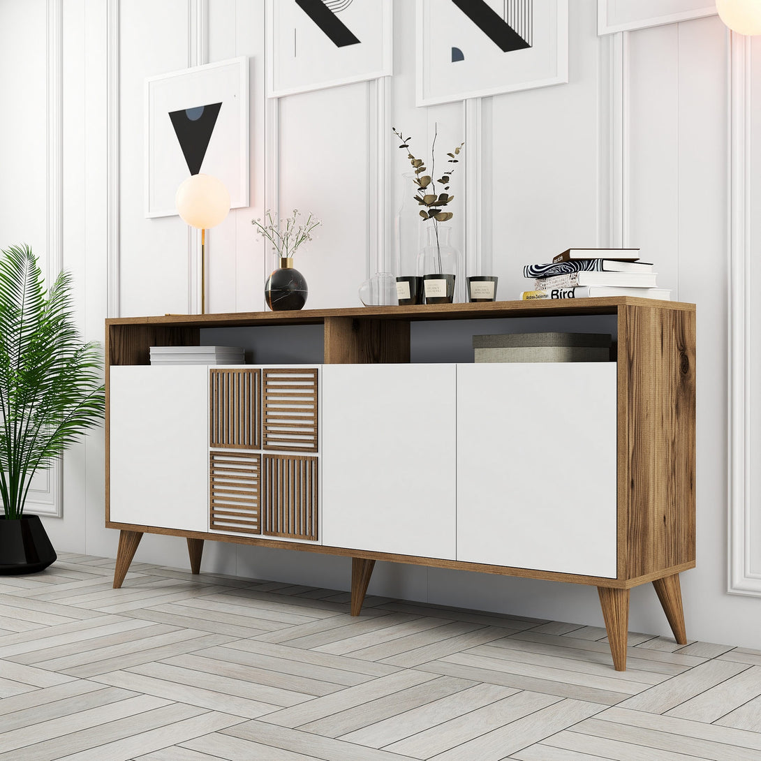 Konzolasztal Milan 160 - Walnut, White-Vashome.sk