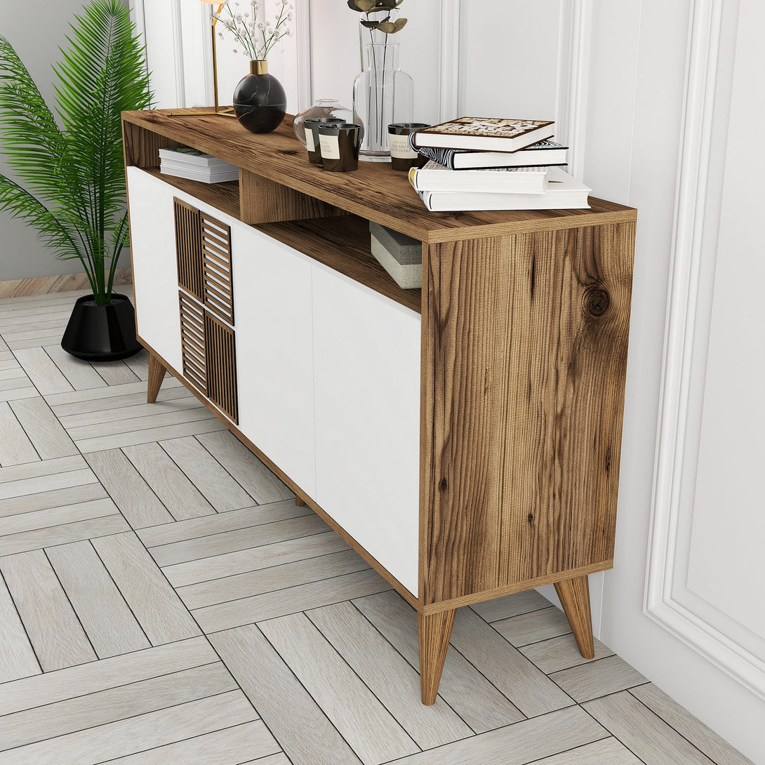 Konzolasztal Milan 160 - Walnut, White-Vashome.sk