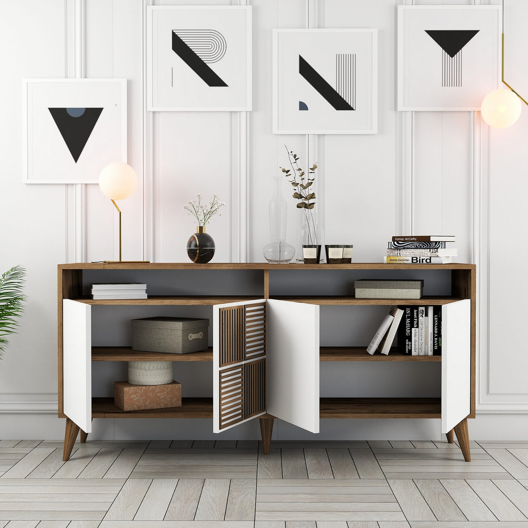 Konzolasztal Milan 160 - Walnut, White-Vashome.sk