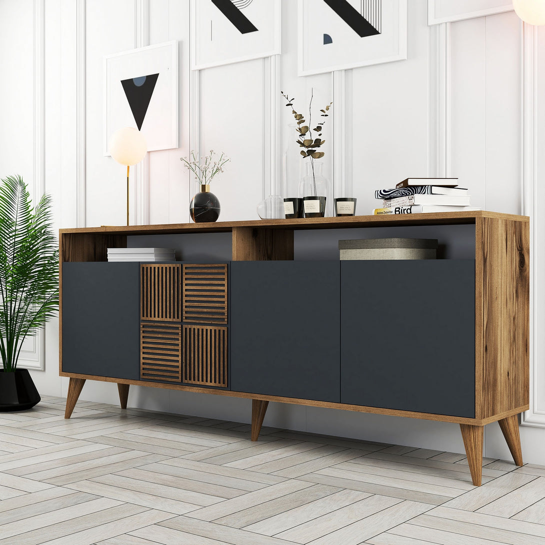 Konzolasztal Milan - Walnut, Anthracite-Vashome.sk
