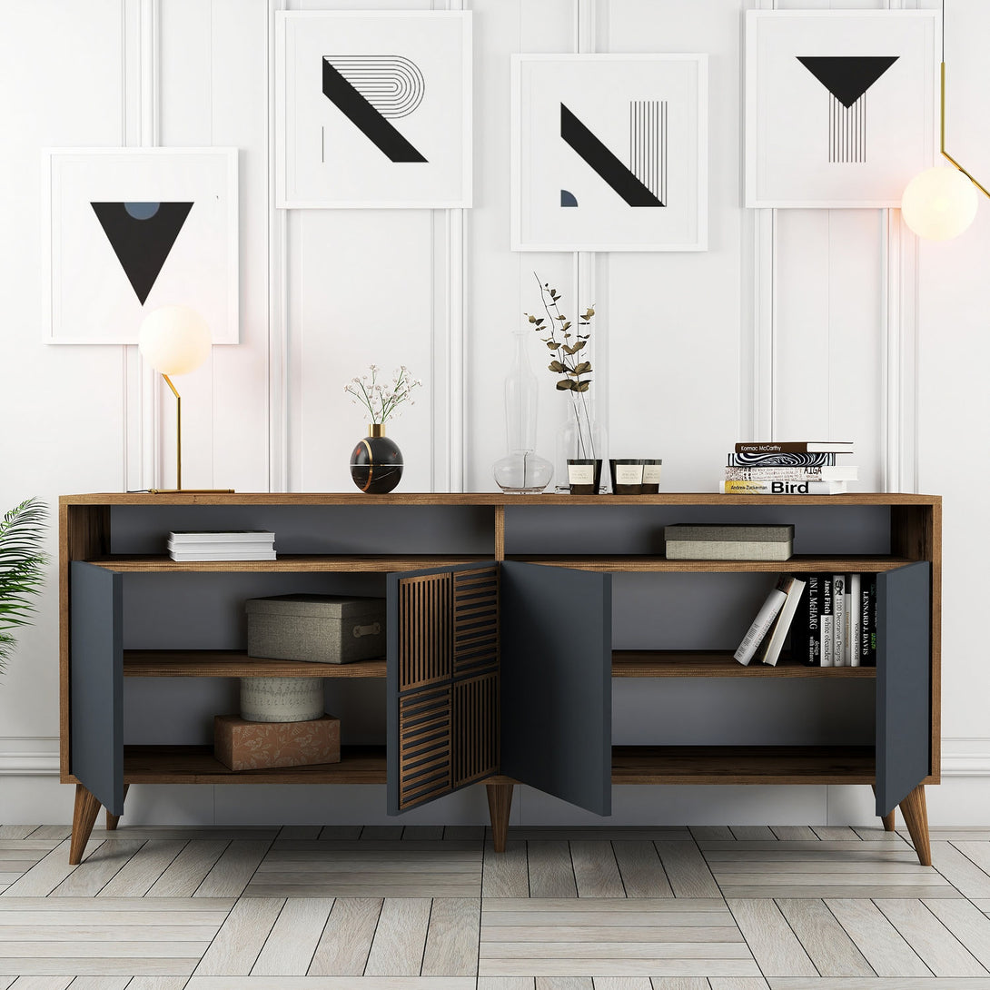 Konzolasztal Milan - Walnut, Anthracite-Vashome.sk