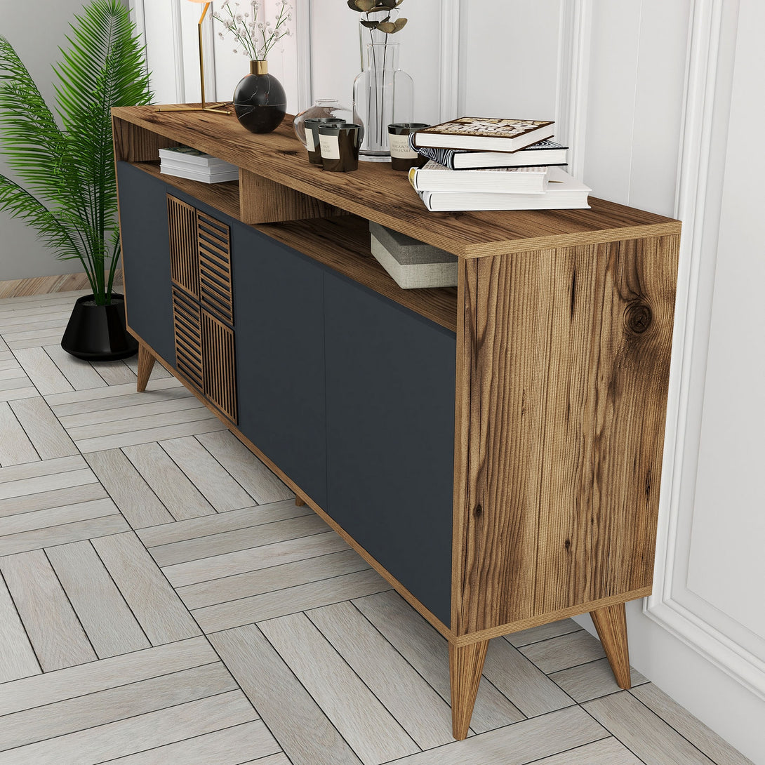 Konzolasztal Milan - Walnut, Anthracite-Vashome.sk