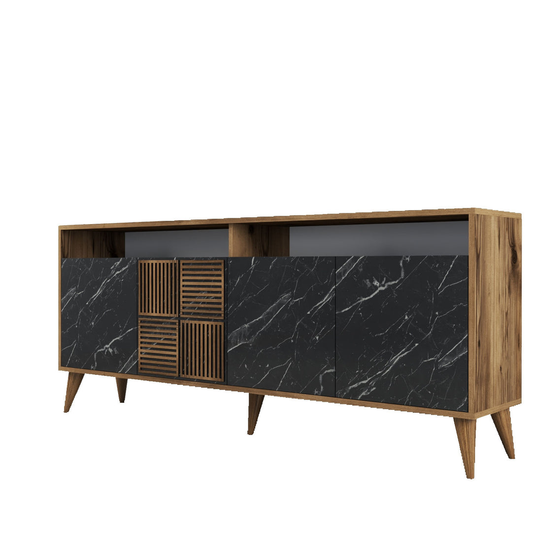 Konzolasztal Milan - Walnut, Black Marble-Vashome.sk