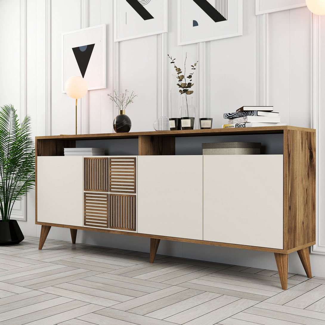 Konzolasztal Milan - Walnut, Cream-Vashome.sk