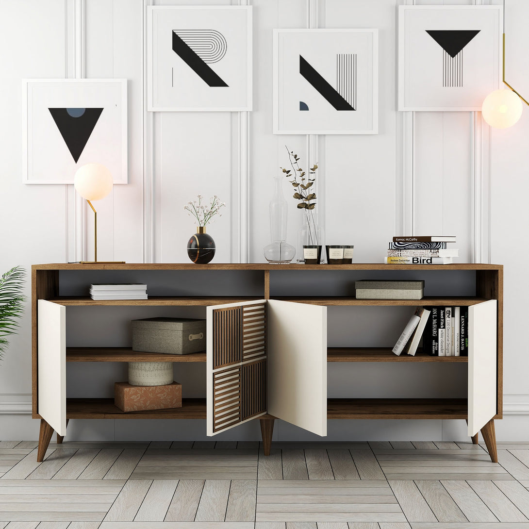 Konzolasztal Milan - Walnut, Cream-Vashome.sk