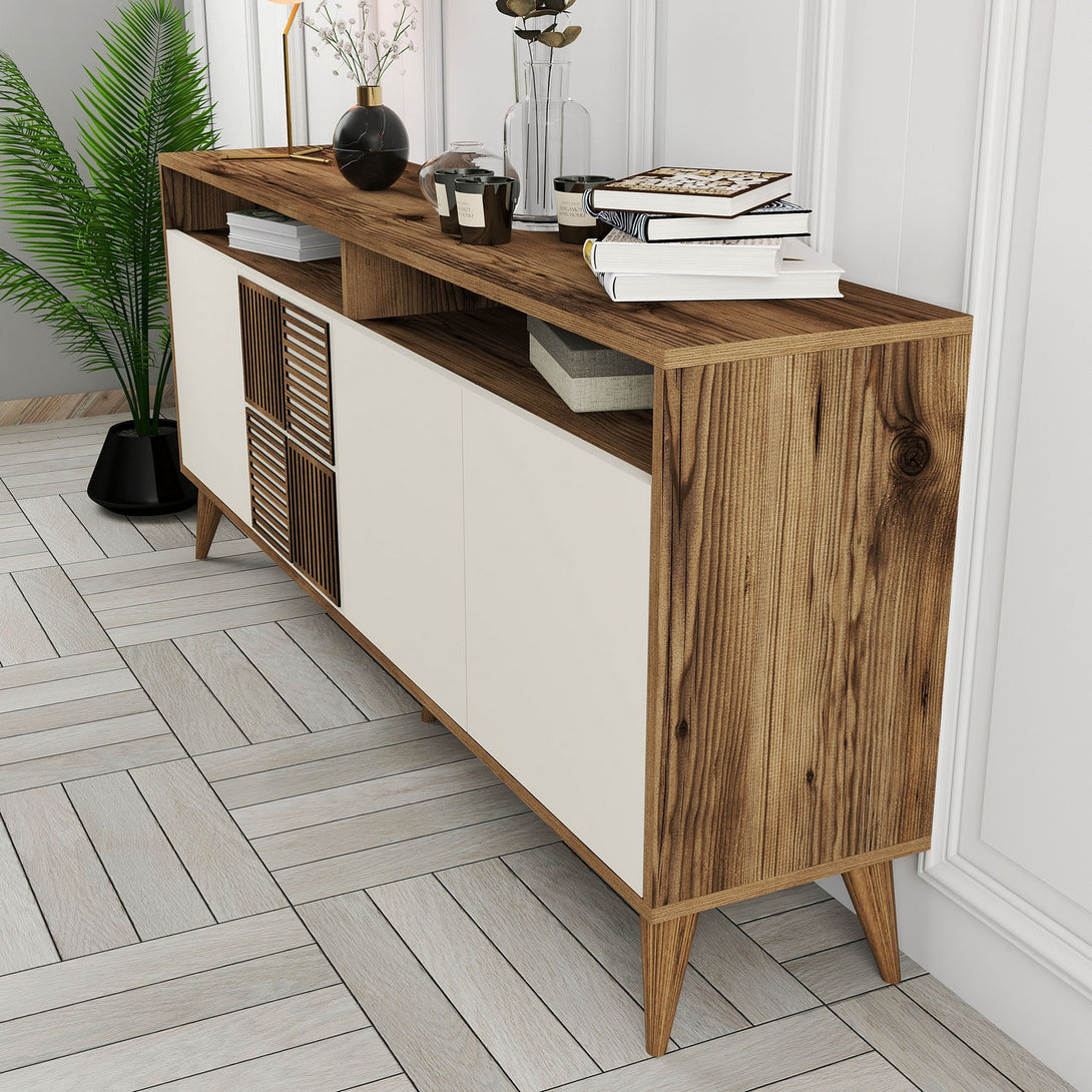 Konzolasztal Milan - Walnut, Cream-Vashome.sk