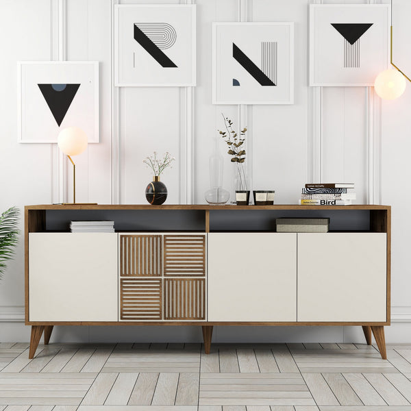 Konzolasztal Milan - Walnut, Cream-Vashome.sk