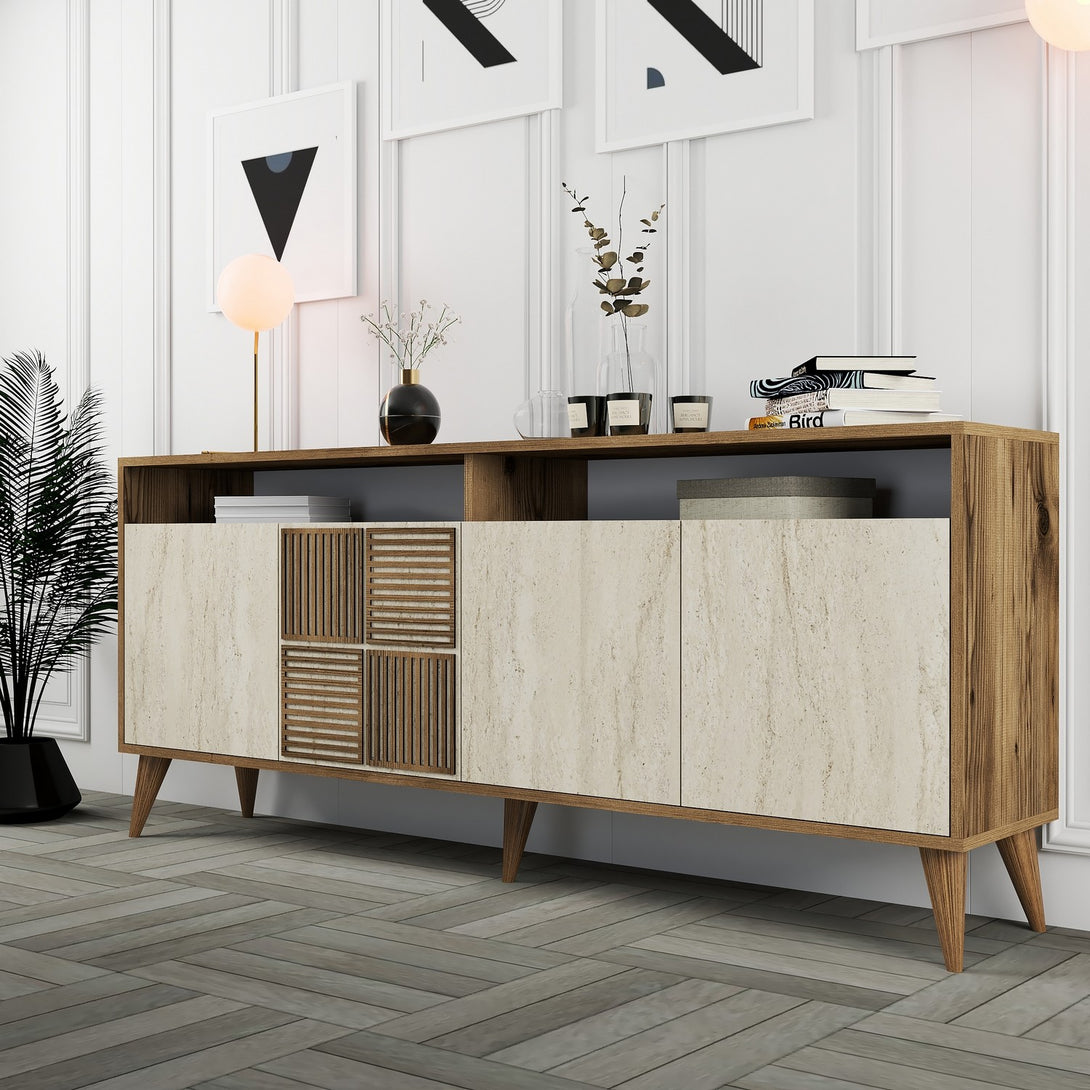 Konzolasztal Milan - Walnut, Travertine-Vashome.sk