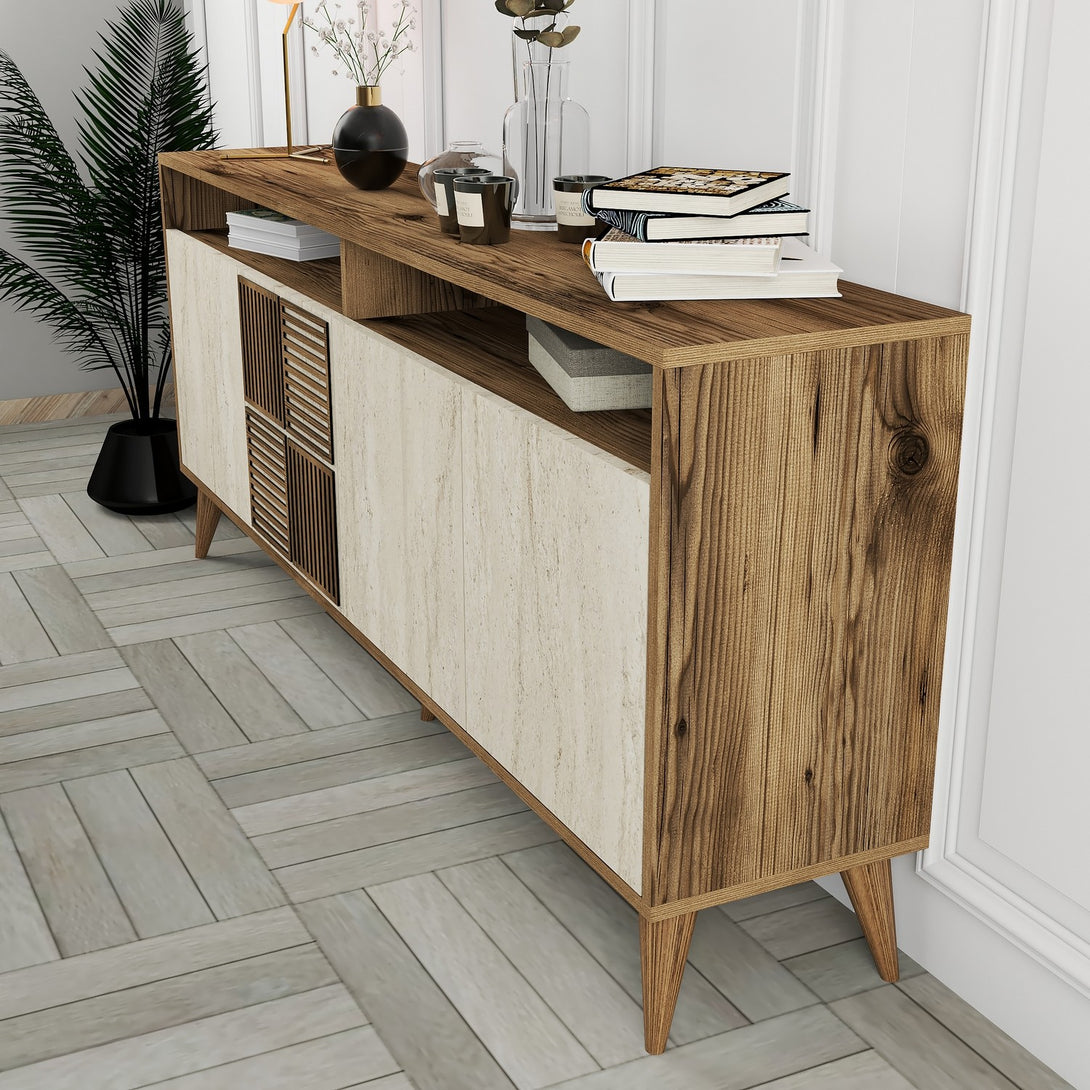 Konzolasztal Milan - Walnut, Travertine-Vashome.sk
