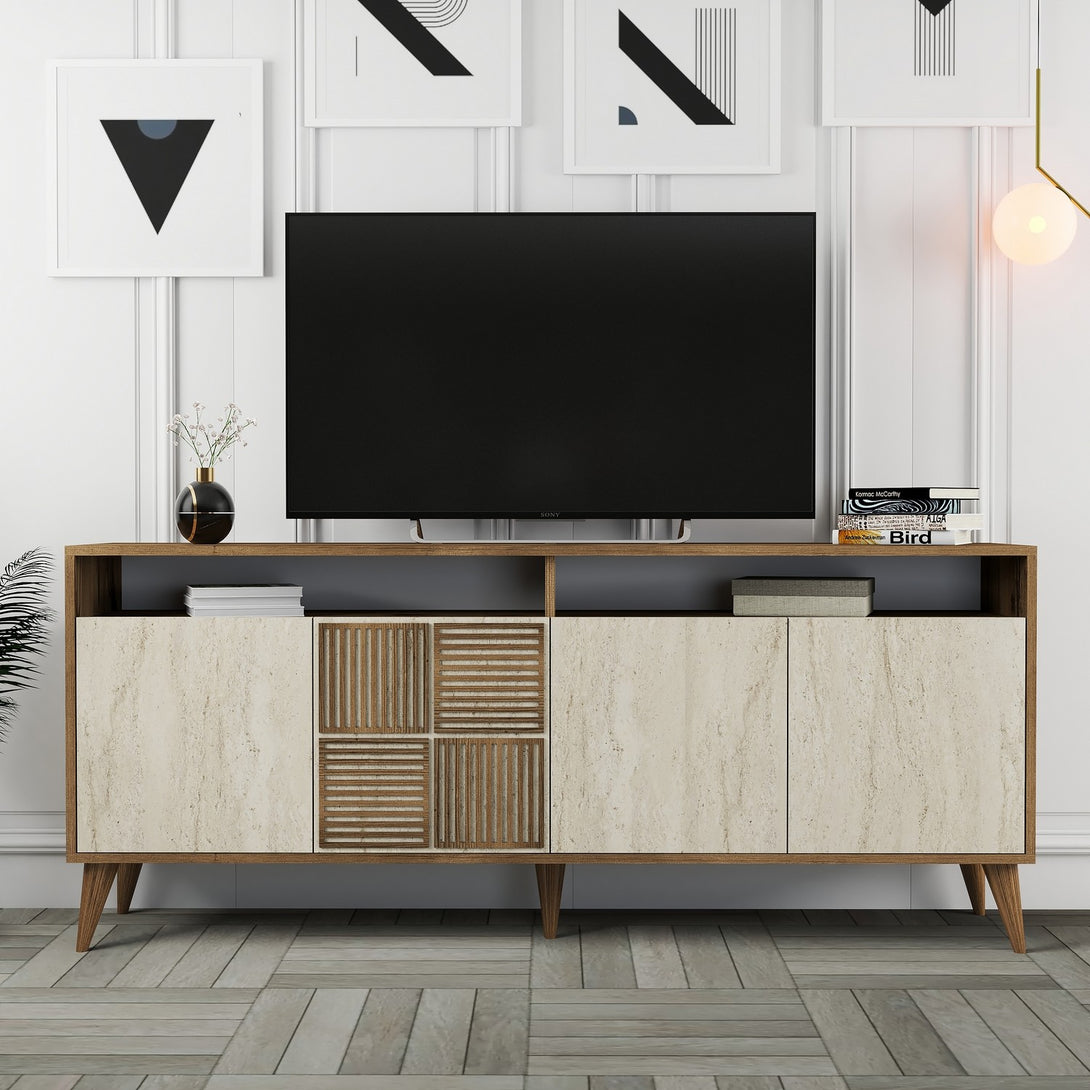 Konzolasztal Milan - Walnut, Travertine-Vashome.sk