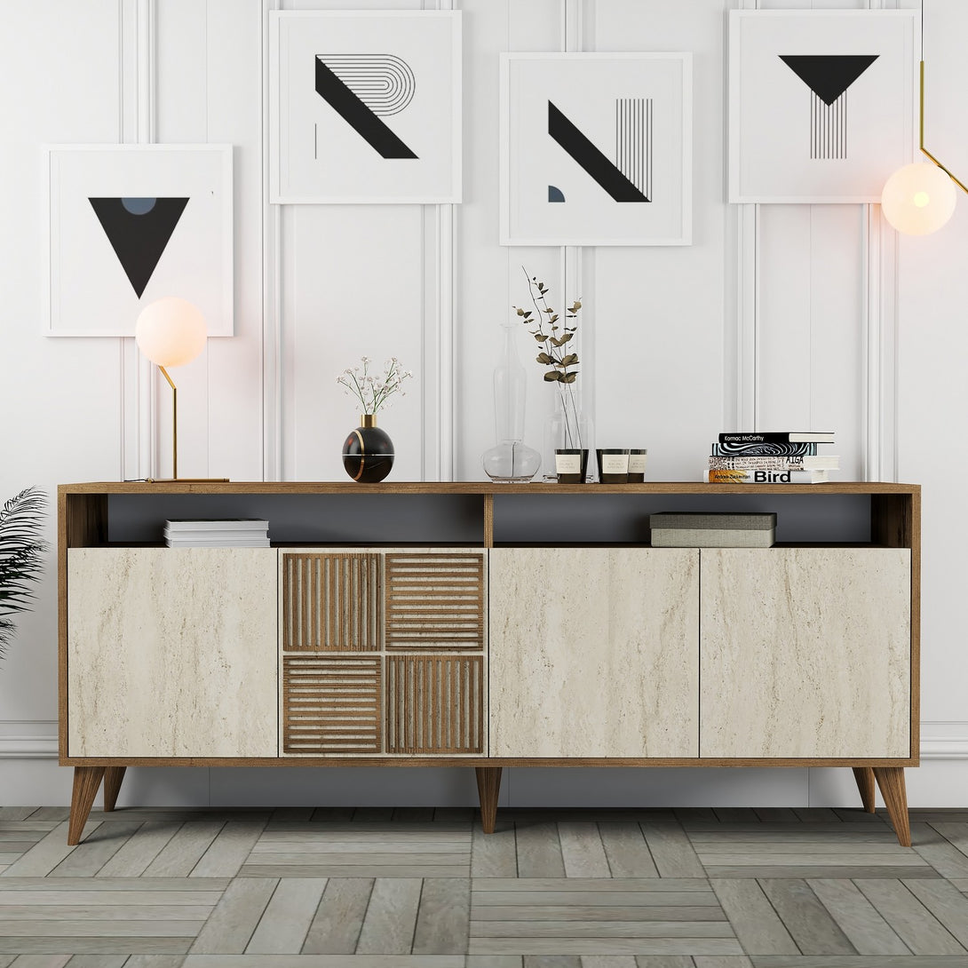 Konzolasztal Milan - Walnut, Travertine-Vashome.sk