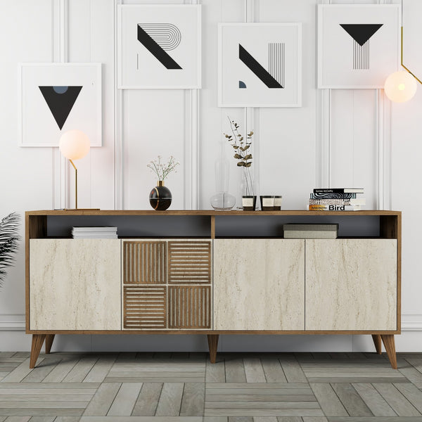 Konzolasztal Milan - Walnut, Travertine-Vashome.sk