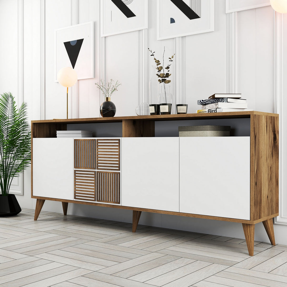Konzolasztal Milan - Walnut, White-Vashome.sk