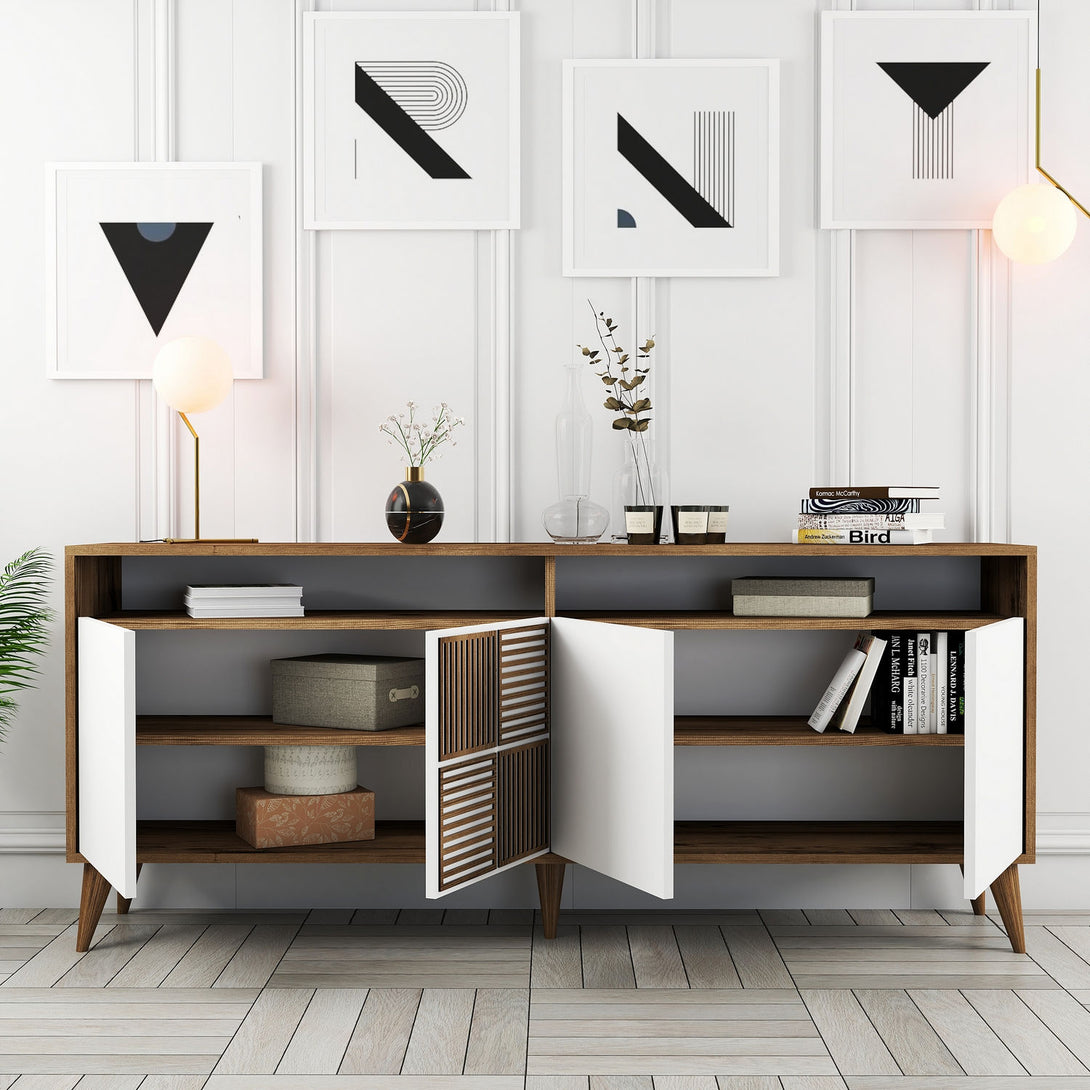 Konzolasztal Milan - Walnut, White-Vashome.sk