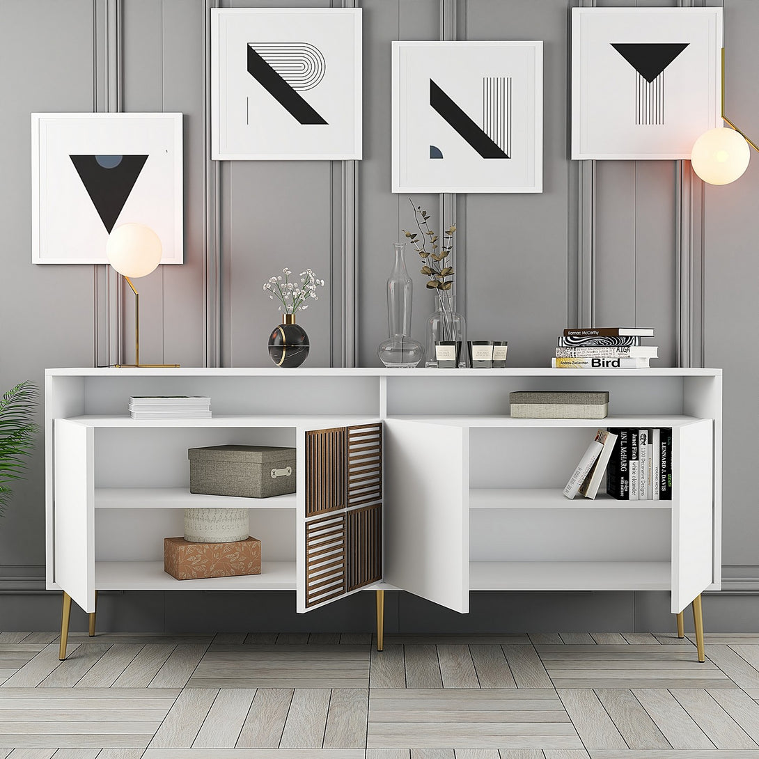 Konzolasztal Milan - White, Gold-Vashome.sk