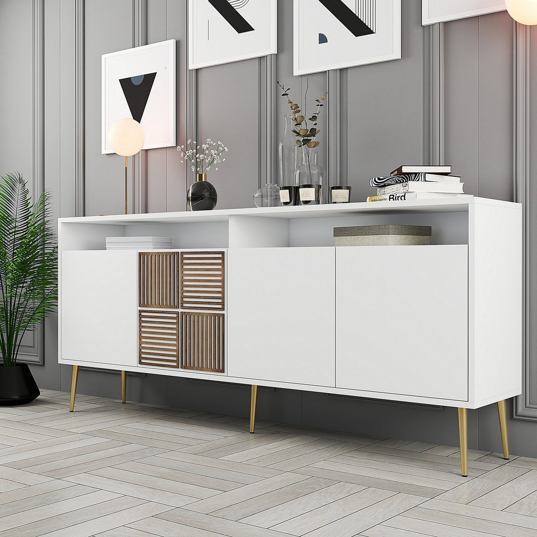 Konzolasztal Milan - White, Gold-Vashome.sk
