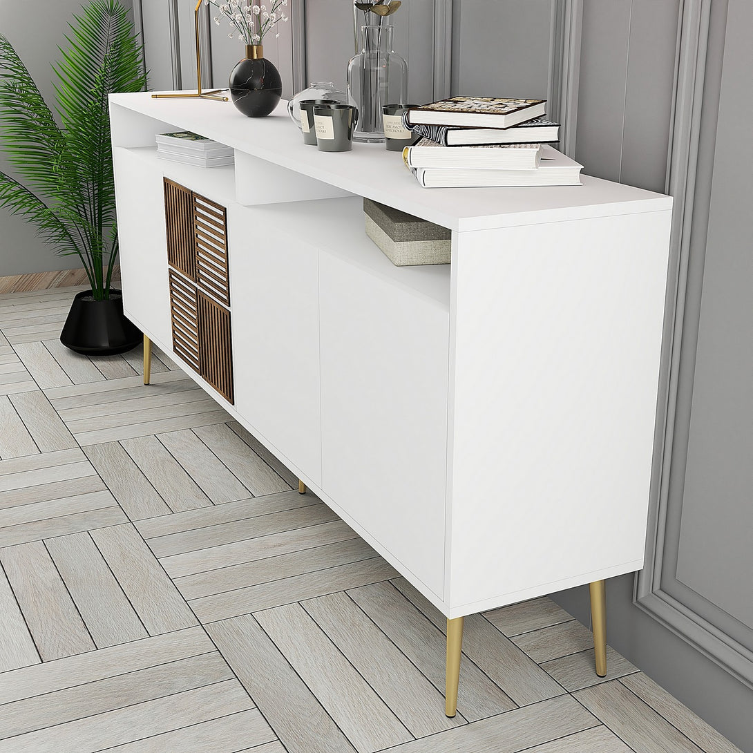 Konzolasztal Milan - White, Gold-Vashome.sk