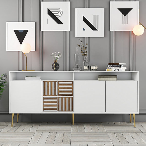 Konzolasztal Milan - White, Gold-Vashome.sk