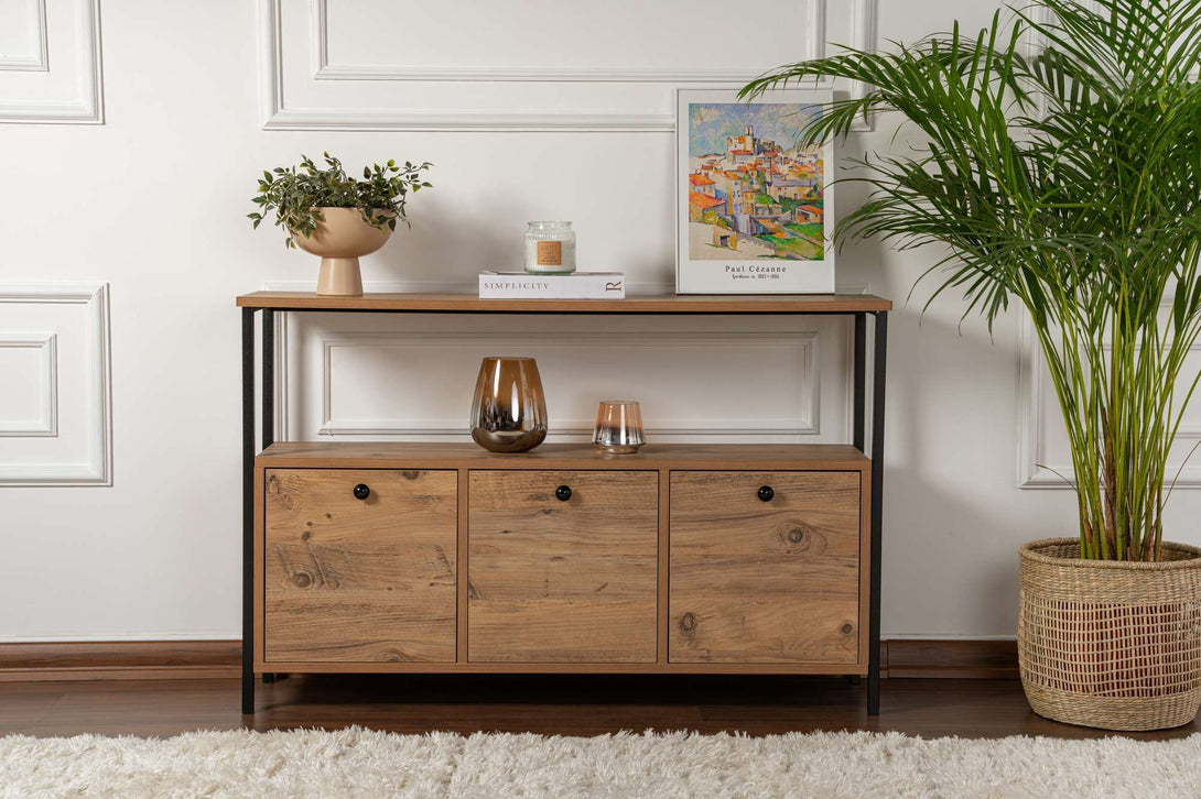 Konzolasztal Solace - Atlantic Pine, Black-Vashome.sk