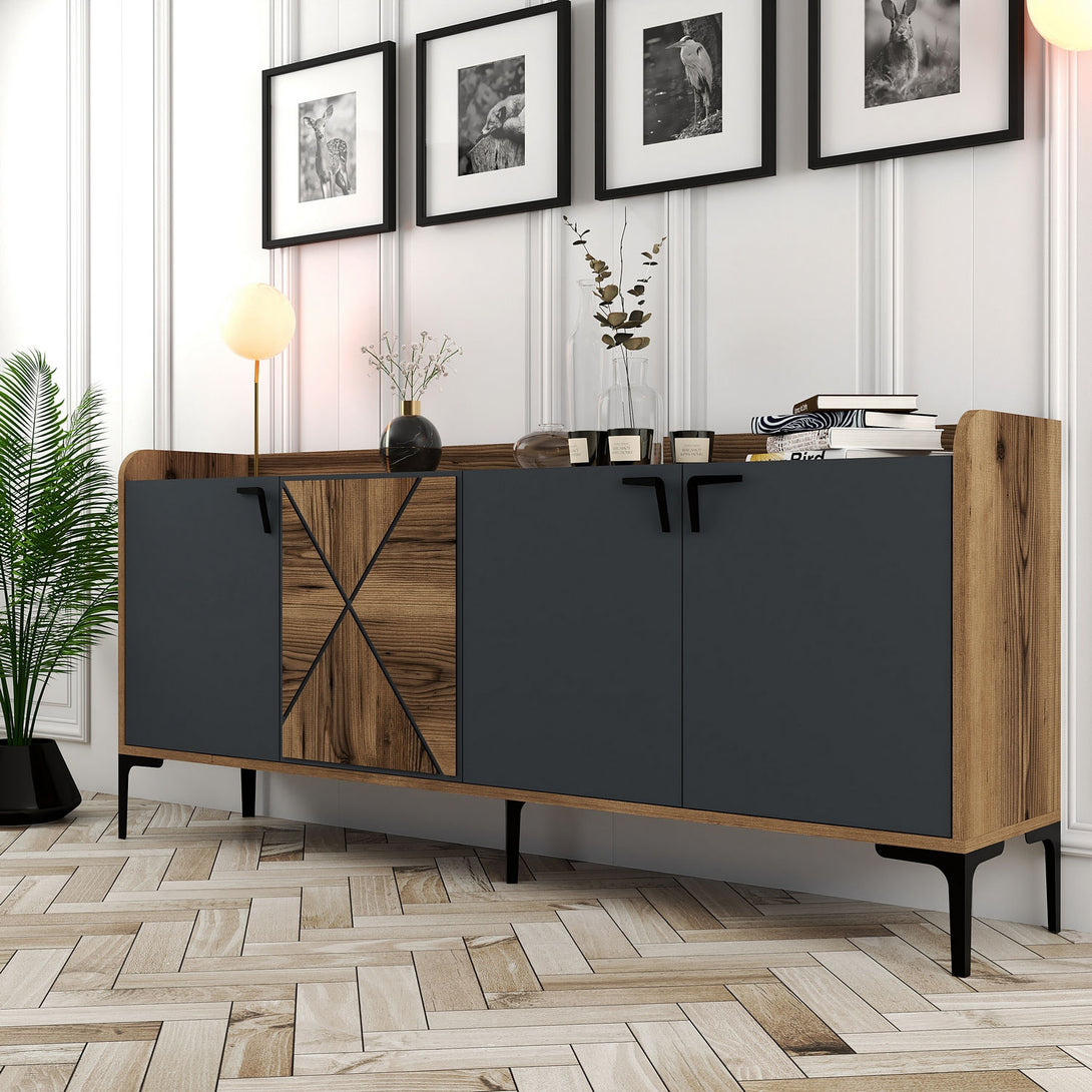 Konzolasztal Venedik - Walnut, Anthracite-Vashome.sk