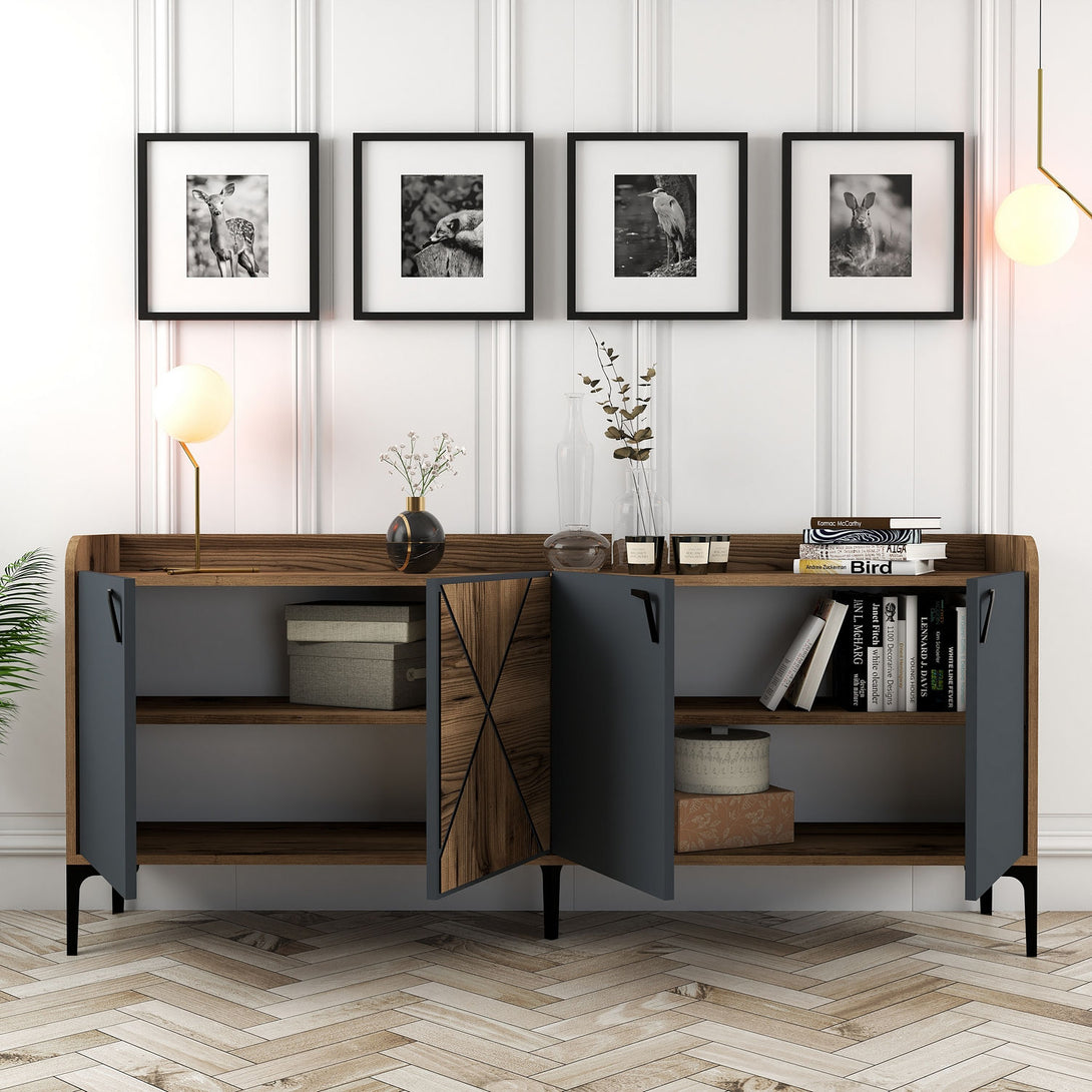 Konzolasztal Venedik - Walnut, Anthracite-Vashome.sk