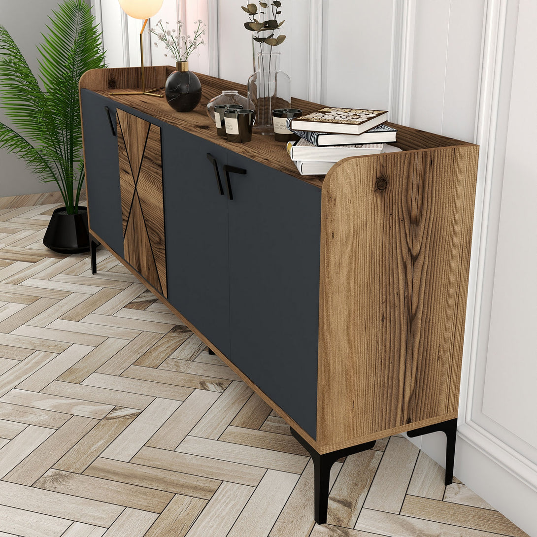 Konzolasztal Venedik - Walnut, Anthracite-Vashome.sk