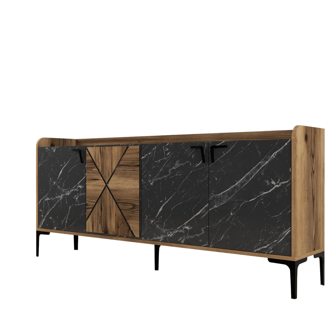 Konzolasztal Venedik - Walnut, Black Marble-Vashome.sk