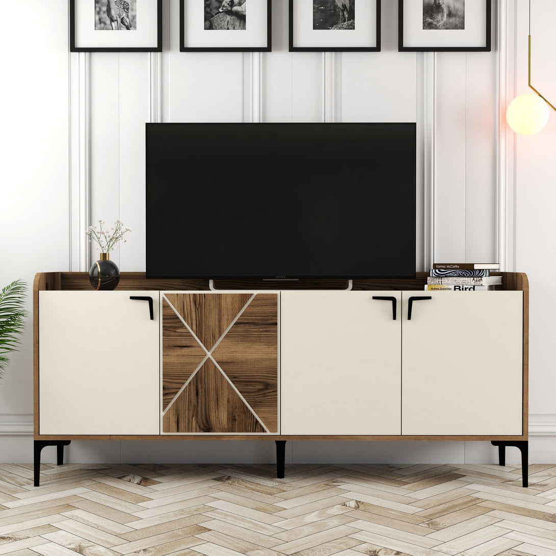 Konzolasztal Venedik - Walnut, Cream-Vashome.sk